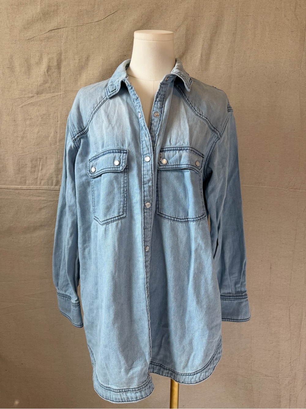 Free People Light Blue Denim Shirt Jacket